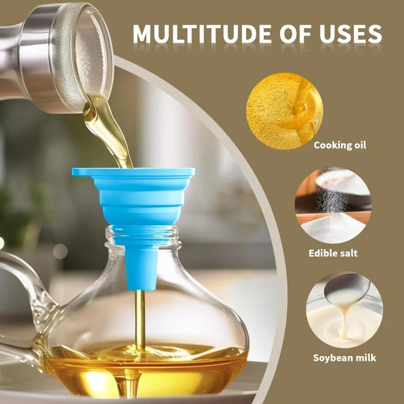 Silicone Folding Funnel Multifunctional Portable Mini Kitchen Retractable Oil Leak Household Liquid Dispenser Kitchen Utensils